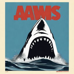 A detailed recreation of the iconic Jaws movie poster