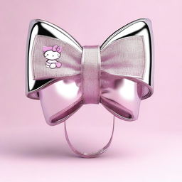 Create an image of Hello Kitty's iconic bow but in a silver Y2K style