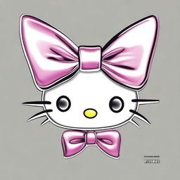 Create an image of Hello Kitty's iconic bow but in a silver Y2K style