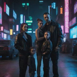 A family in cyberpunk