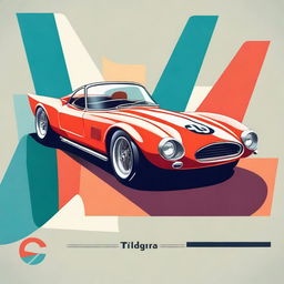 A detailed illustration of a 1960's road legal race car, showcasing its sleek aerodynamic design, vintage aesthetics, and vibrant colors