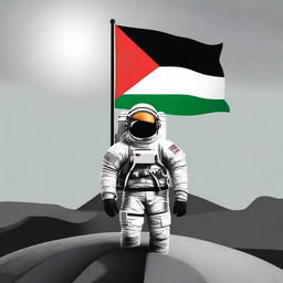 Create an image of an astronaut with the Palestinian flag on top of it