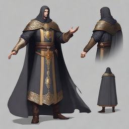 An elegant character design of a hero from the Honor of King game, dominated by black