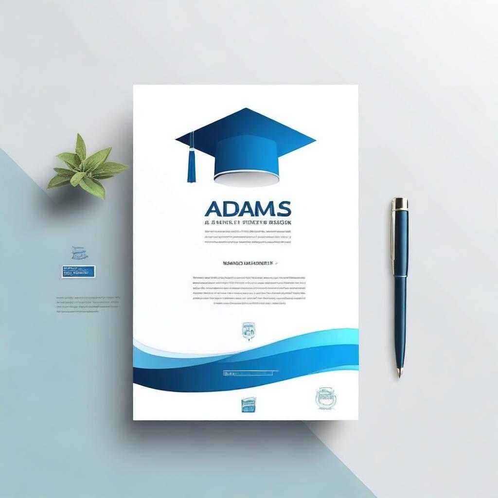 Create a thesis cover page with a white and blue light theme