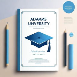 Create a thesis cover page with a white and blue light theme