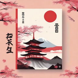 Design a cover for a Japanese textbook that incorporates traditional and modern elements from Japan