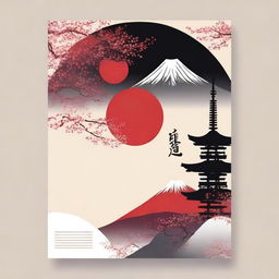 Design a cover for a Japanese textbook that incorporates traditional and modern elements from Japan