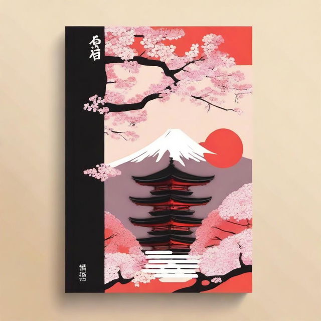 Design a cover for a Japanese textbook that incorporates traditional and modern elements from Japan