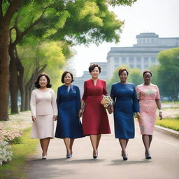 A group of women members of the DPRD walking together, symbolizing 5 years of service