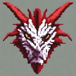 Create a detailed pixel art image of a dragon head