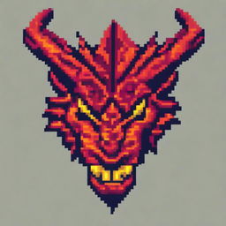 Create a detailed pixel art image of a dragon head