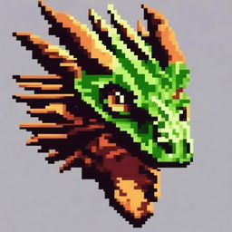 Create a detailed pixel art image of a dragon head