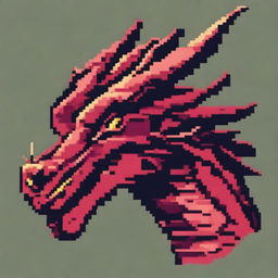 Create a detailed pixel art image of a dragon head