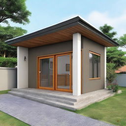 Design a small 5x5 meter house with one bedroom and a bathroom in a modern African style