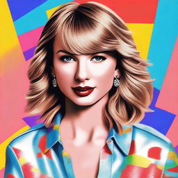 A detailed portrait of Taylor Swift, capturing her iconic style and vibrant personality