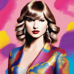 A detailed portrait of Taylor Swift, capturing her iconic style and vibrant personality