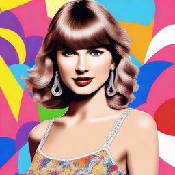 A detailed portrait of Taylor Swift, capturing her iconic style and vibrant personality