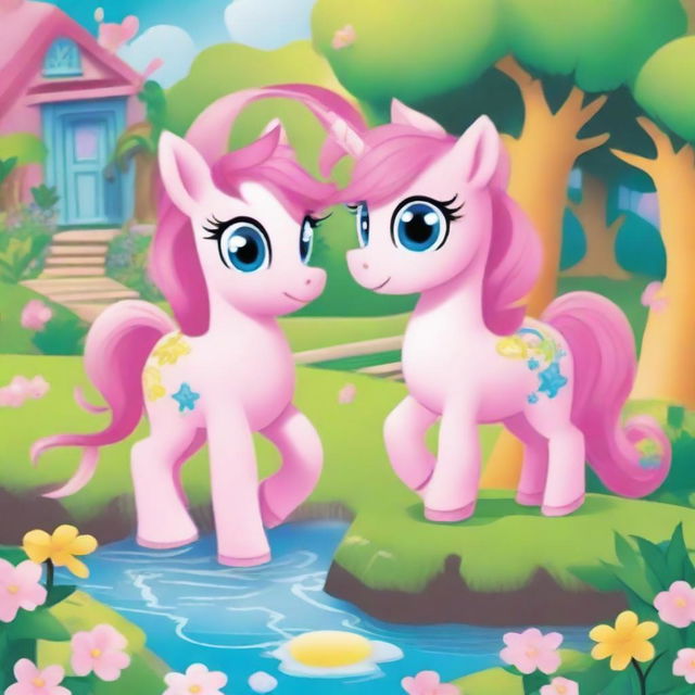 A pink pony lives in Ponyland and needs to save her older sister