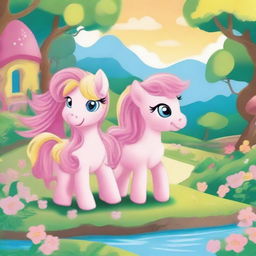 A pink pony lives in Ponyland and needs to save her older sister