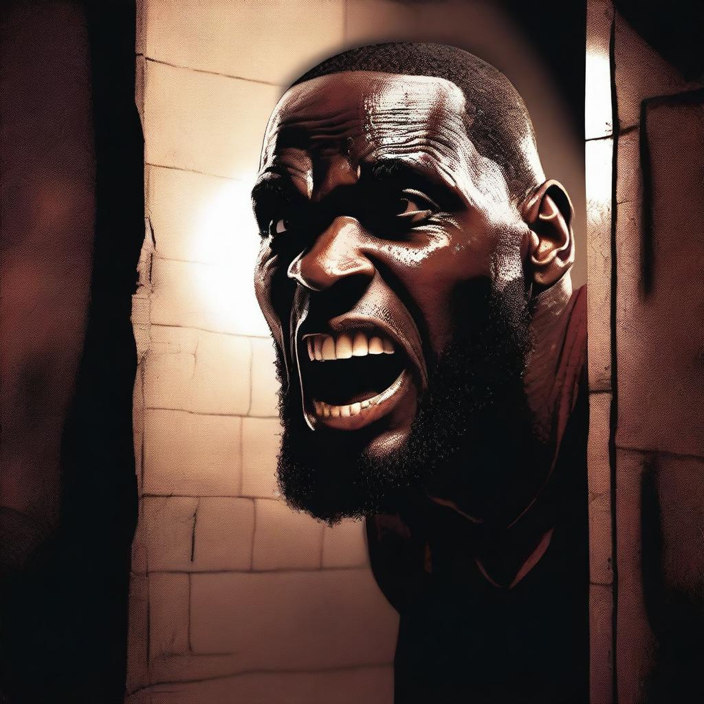 LeBron James is depicted as a vampire, complete with fangs and a menacing expression