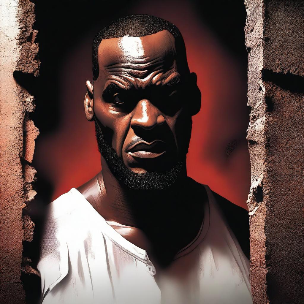 LeBron James is depicted as a vampire, complete with fangs and a menacing expression