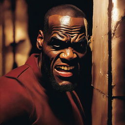 LeBron James is depicted as a vampire, complete with fangs and a menacing expression