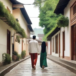 A nostalgic and romantic scene depicting the love story of two young Acehnese individuals in the city of Sigli