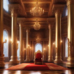 A majestic royal throne room in a detailed digital painting style