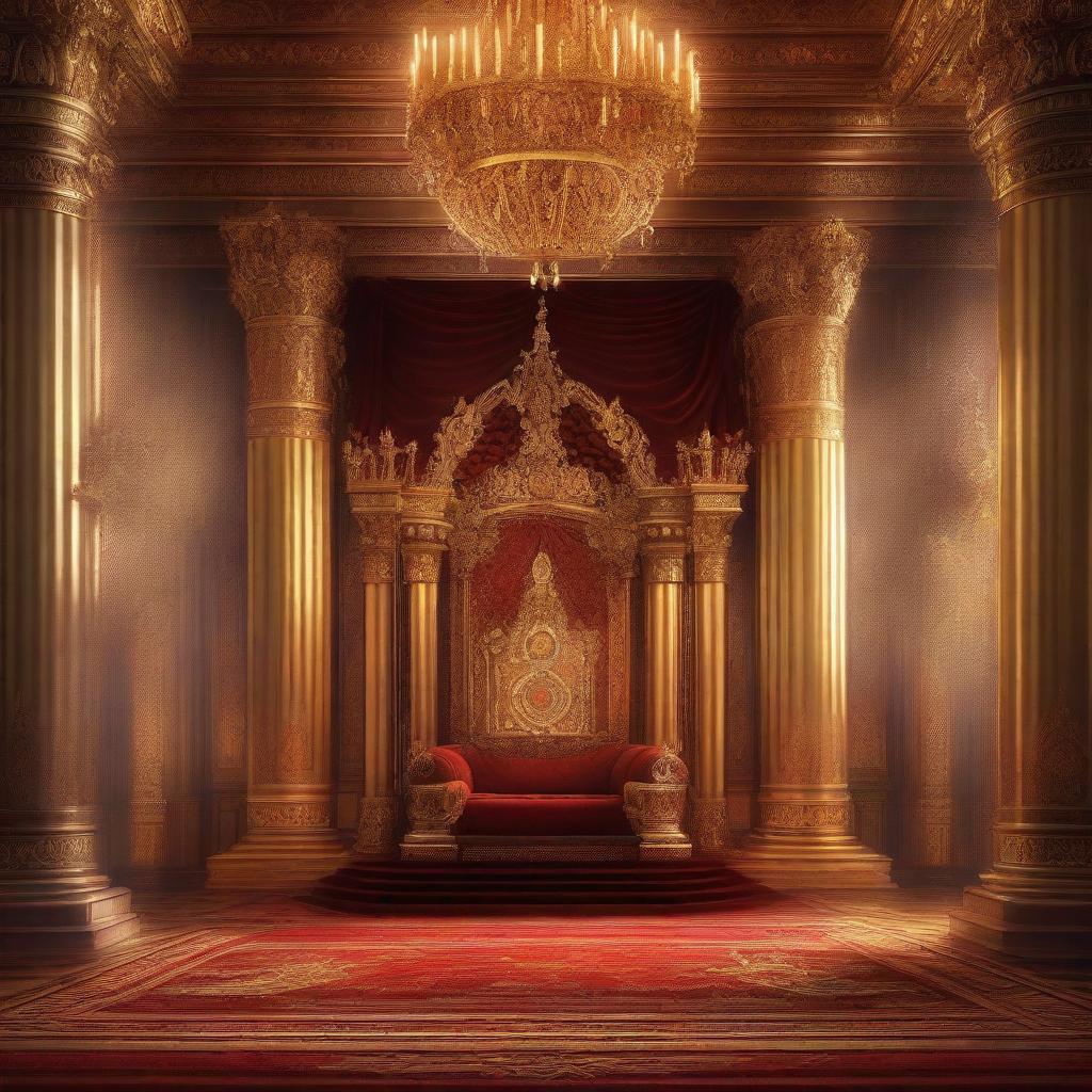 A majestic royal throne room in a detailed digital painting style