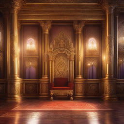 A majestic royal throne room in a detailed digital painting style