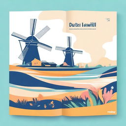 Create a cover for a Dutch grammar book featuring iconic Dutch windmills