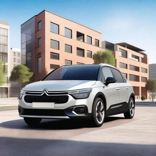 A detailed and realistic image of a Citroen C4, showcasing its sleek design and modern features