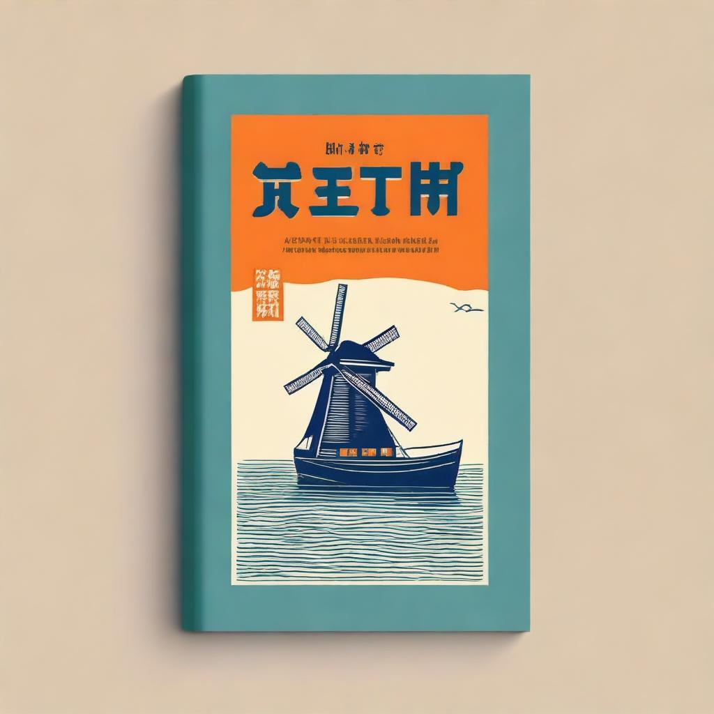 Create a cover for a Dutch grammar book featuring artistic fonts displaying the title 'Dutch Grammar Book' in both Chinese and Dutch