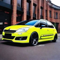 A highly modified Citroen C4 2007 model with extensive tuning