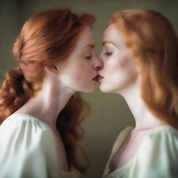 A beautiful redhead kissing a 40-year-old blonde