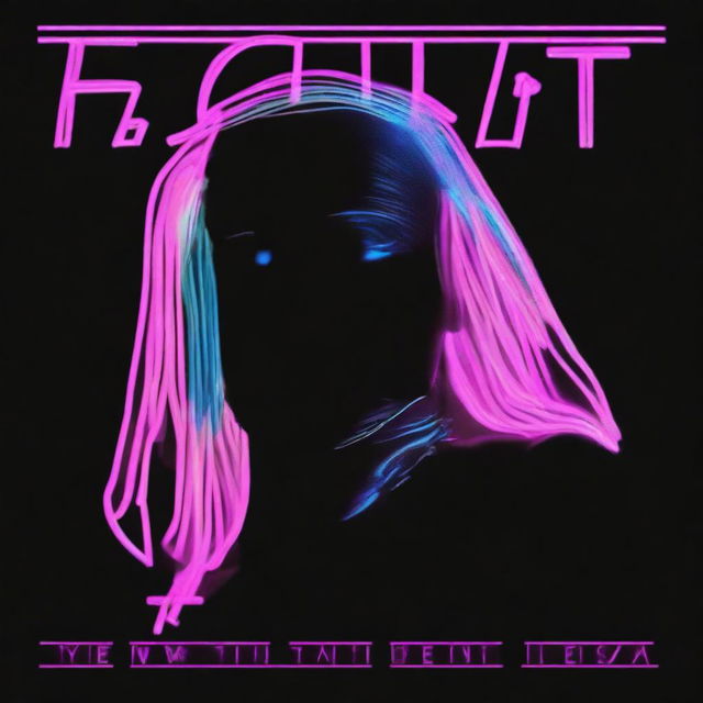 A cover for a song with a black background and in the middle a silhouette of a naked woman drawn with neon lights