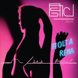 A cover for a song with a black background and in the middle a silhouette of a naked woman drawn with neon lights