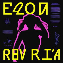 A cover for a song with a black background and in the middle a silhouette of a naked woman drawn with neon lights