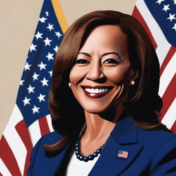 A detailed and realistic portrait of Kamala Harris, the Vice President of the United States