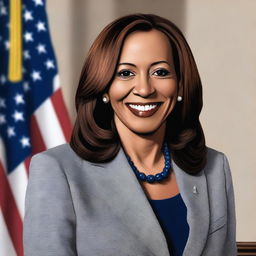 A detailed and realistic portrait of Kamala Harris, the Vice President of the United States