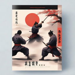 Create a captivating book cover featuring an intense Japanese sword fighting scene