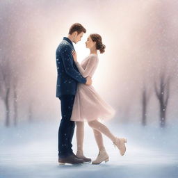 A romance book cover featuring two girl figure skaters in an elegant pose on the ice