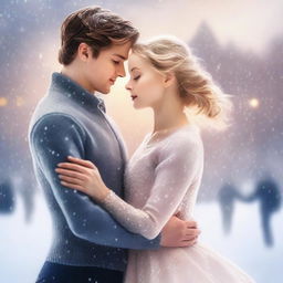 A romance book cover featuring two girl figure skaters in an elegant pose on the ice