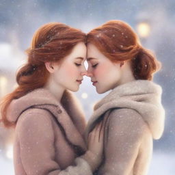 A romance book cover featuring two girls, one with brown hair and the other with ginger hair