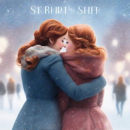 Romance book cover featuring two girls, one with brown hair and the other with ginger hair, seen from the back