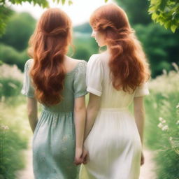 Romance book cover featuring two girls, one with brown hair and the other with ginger hair, seen from the back