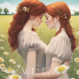 Romance book cover featuring two girls, one with brown hair and the other with ginger hair, seen from the back