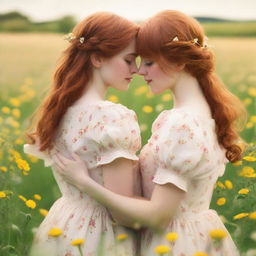 Romance book cover featuring two girls, one with brown hair and the other with ginger hair, seen from the back