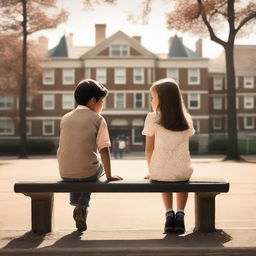 A nostalgic and creative scene capturing the essence of a past school romance