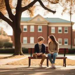 A nostalgic and creative scene capturing the essence of a past school romance